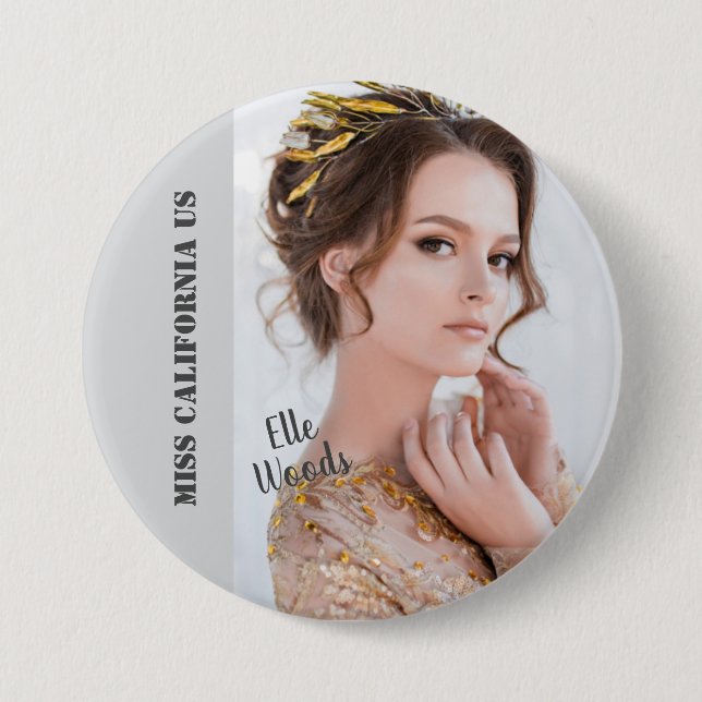 Schönheitswettbewerb-Button-Pin - Dunkler Text Button (Vorderseite)