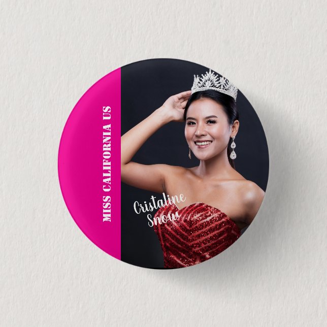 Schönheitswettbewerb Button Pin - Helle Schrift (Vorderseite)