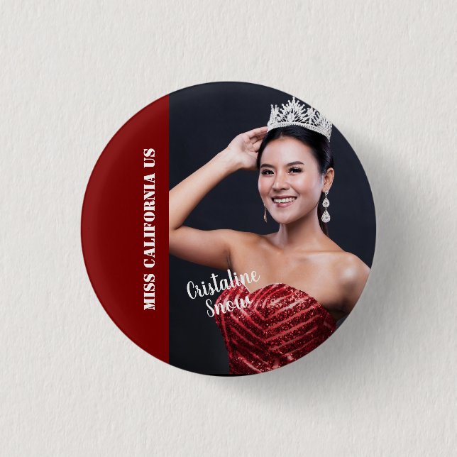 Schönheitswettbewerb-Button-Pin - Helle Schrift Button (Vorderseite)