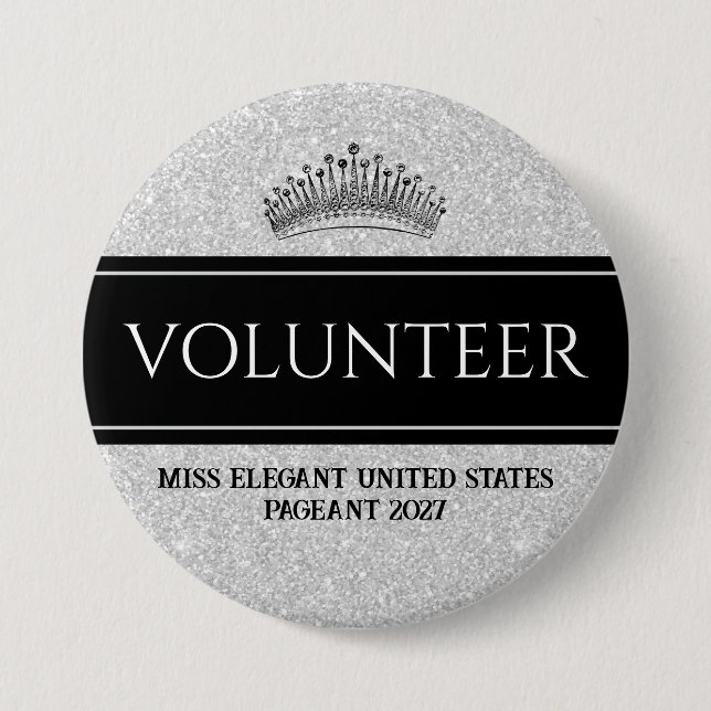 Schönheitswettbewerb Button Pin Silber Schärpe Fre (Vorderseite)