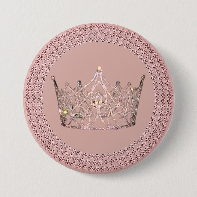 Schönheitswettbewerb-Kronen-Button - Rose Gold Gla Button (Vorderseite)