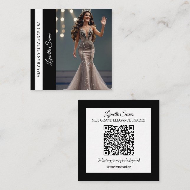 Schönheitswettbewerb Visitenkarte QR-Code-Schärpe  (Vorne/Hinten)
