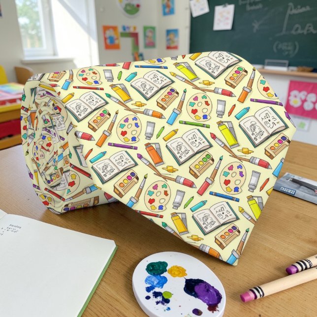 School Art Teacher Pattern Necktie Tie Krawatte (Von Creator hochgeladen)