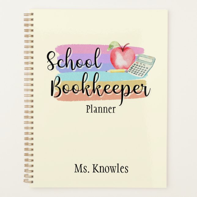 School Bookkeeper Colorful Planner Planer (Vorderseite)
