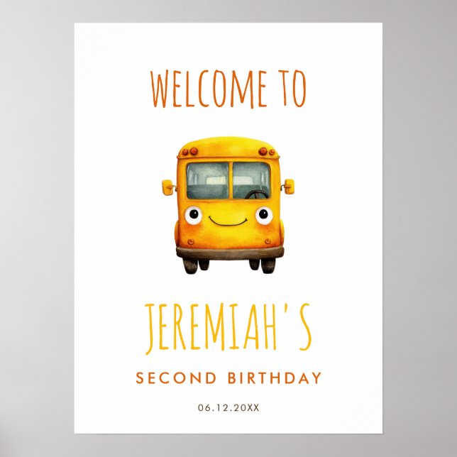 School Bus Birthday Party Welcome Poster (Vorne)