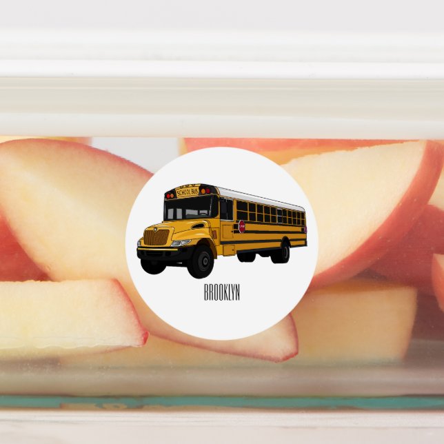 School bus cartoon illustration  etiketten (Befestigt)