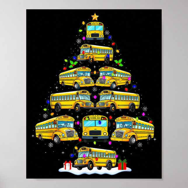 School Bus Christmas Tree Funny Santa Bus Driver P Poster (Vorne)