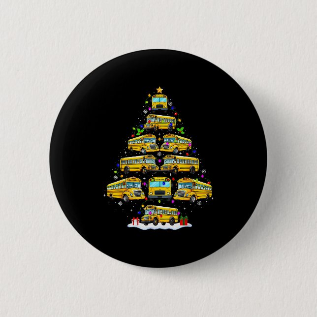 School Bus Christmas Tree Lights Bus Driver Xmas P Button (Vorderseite)