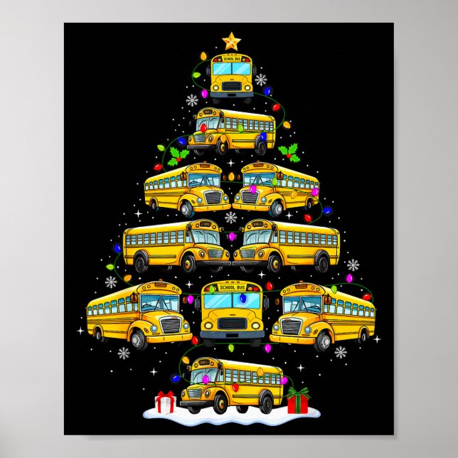 School Bus Christmas Tree Lights Bus Driver Xmas P Poster (Vorne)
