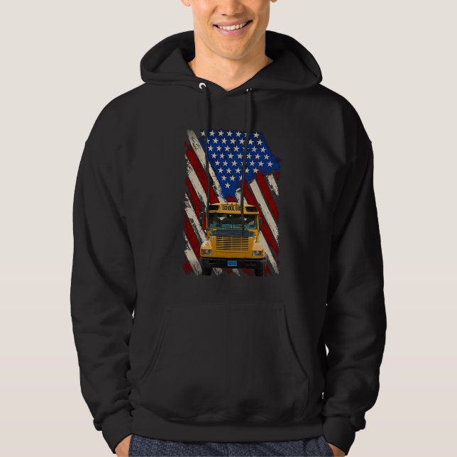 School Bus Driver America Flag Patriotic Bus Drivi Hoodie (Vorderseite)