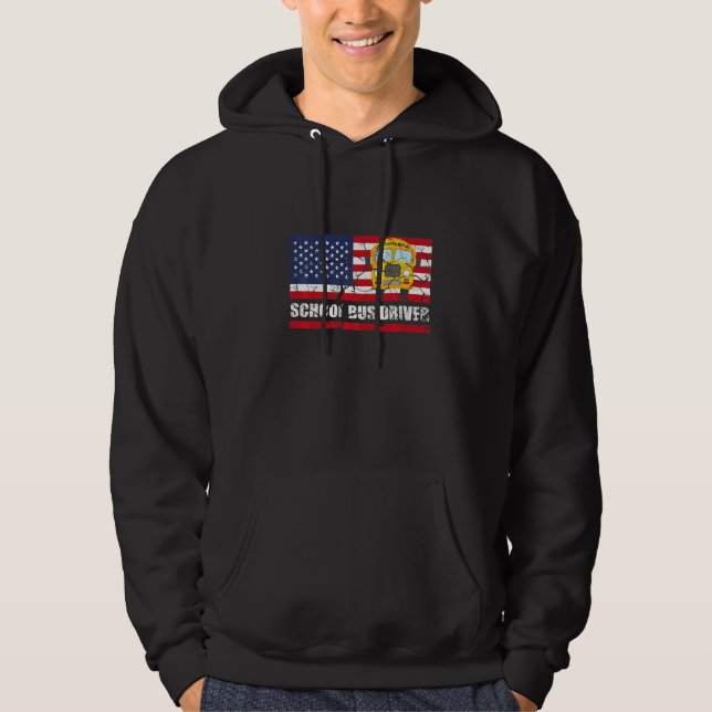 School Bus Driver Patriotic USA Flagge   Hoodie (Vorderseite)