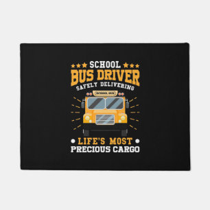 School Bus Driver Safely Delivering Fußmatte