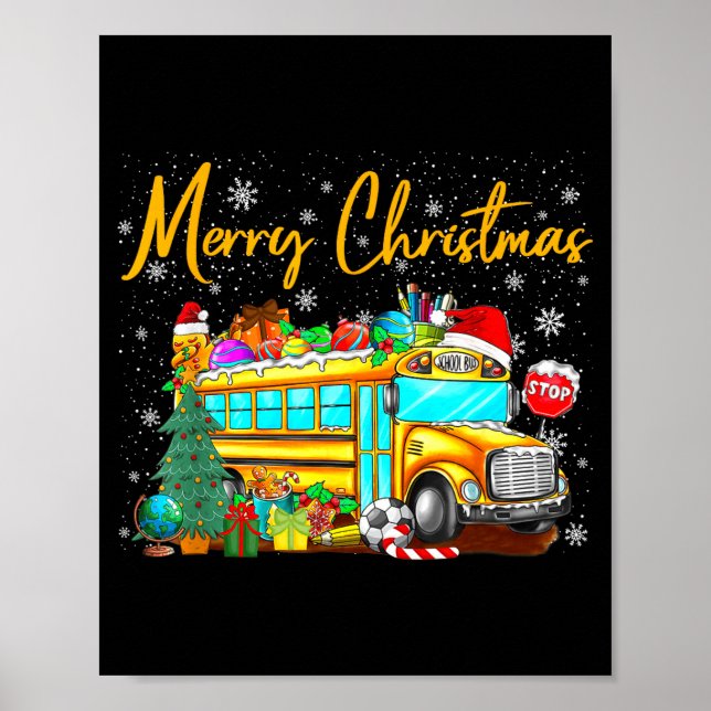 School Bus Driver Santa Hat Merry Christmas Tree M Poster (Vorne)