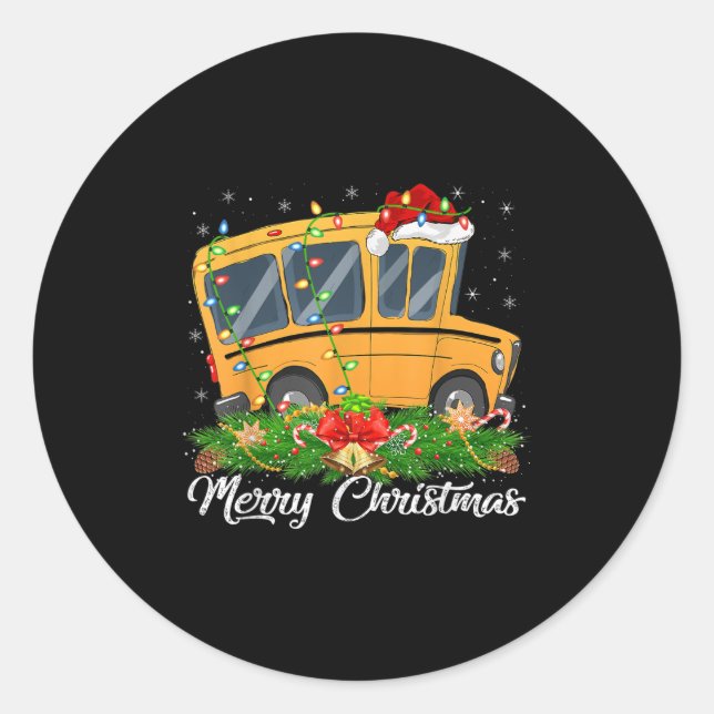 School Bus Lover Matching Santa Hat School Bus Chr Runder Aufkleber (Vorderseite)