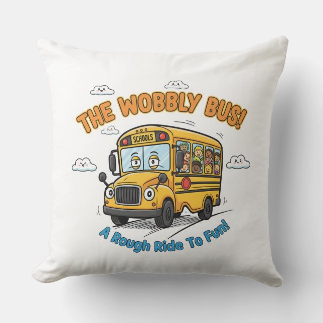 School Bus Nursery Decor-The Wobbly Bus Kissen (Vorderseite)