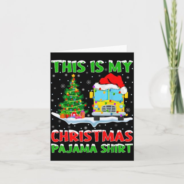 School Bus Xmas Tree Lights This Is My Christmas P Karte (Vorderseite)