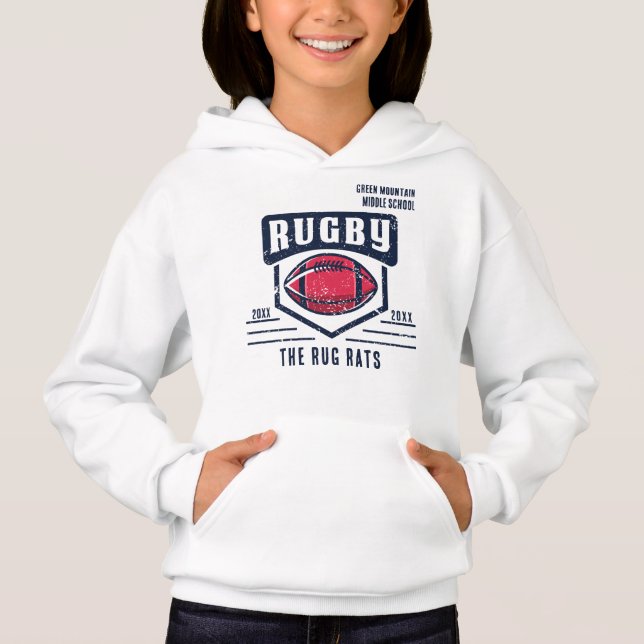 School Club Team League Name Year Rugby Hoodie (Vorderseite)