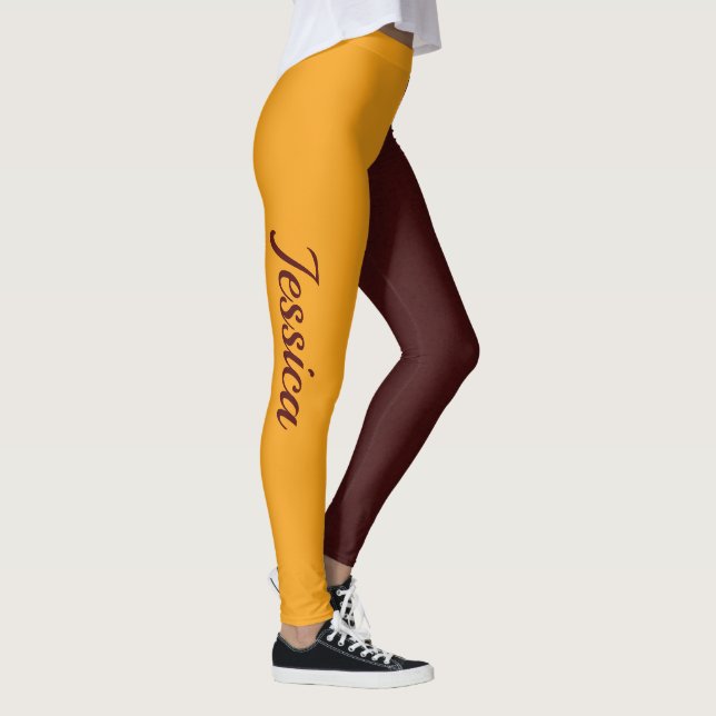 School COLORS Maroon und Gold Cheerleader Leggings (Rechts)