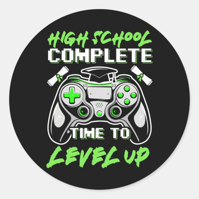 School Complete Gaming Apparel Gaming Shirt Funny Runder Aufkleber (Vorderseite)