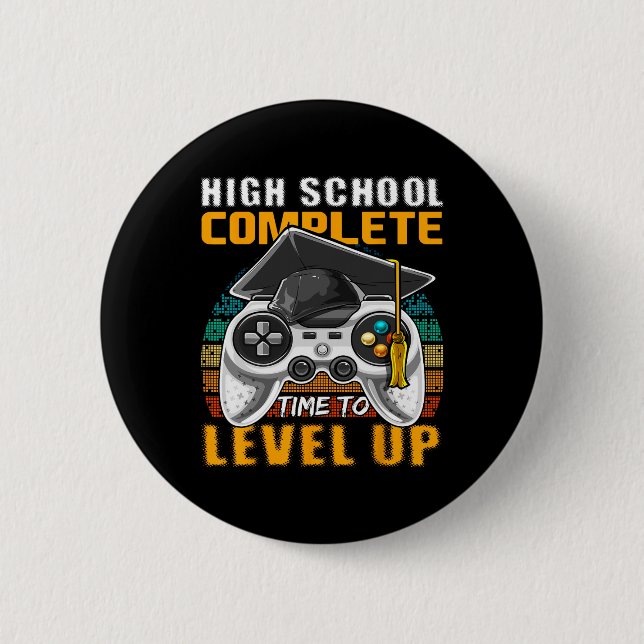School Complete Video Game Senior Abschluss Gift Button (Vorderseite)