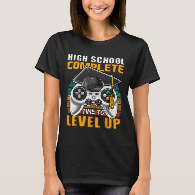 School Complete Video Game Senior Abschluss Gift T-Shirt (Vorderseite)