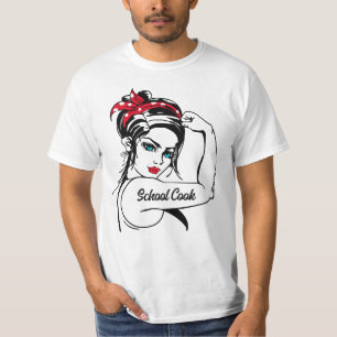School Cook Rosie The Riveter Button Up T-Shirt