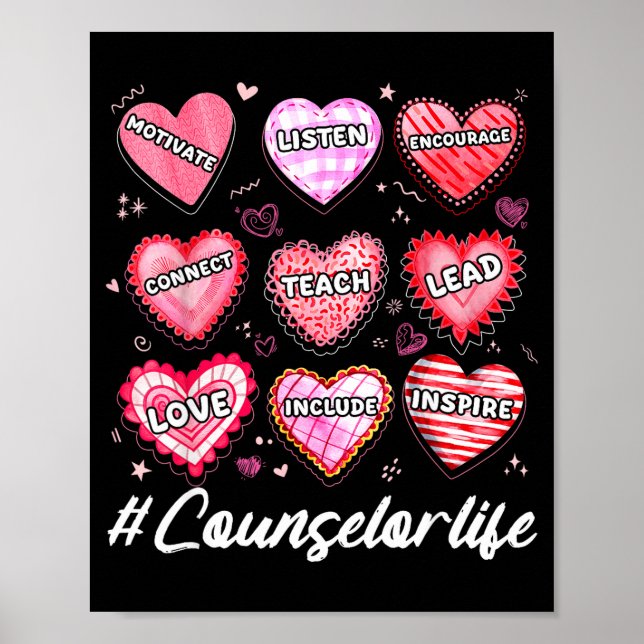School Counseling Counselor Life Hearts School Val Poster (Vorne)