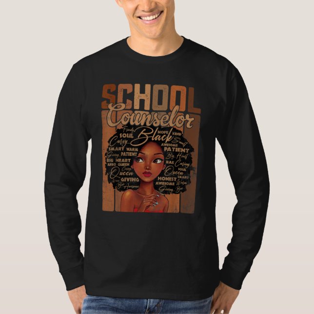 School Counselor Afro African American Black Histo T-Shirt (Vorderseite)
