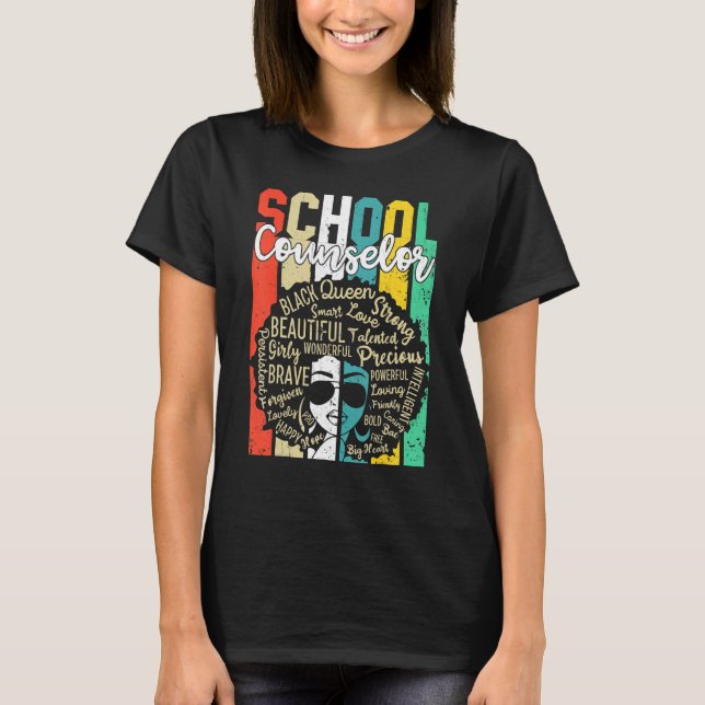 School Counselor Black History Apparel Afro Melani T-Shirt (Vorderseite)