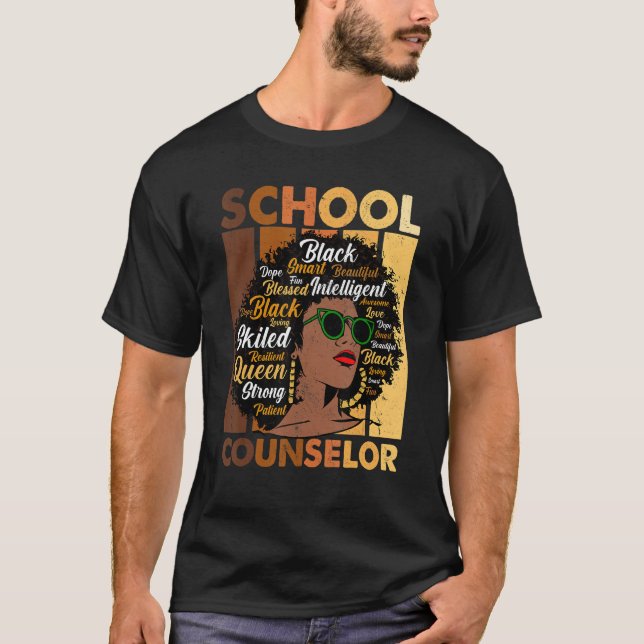 School Counselor Black History Month Afro Melanin  T-Shirt (Vorderseite)