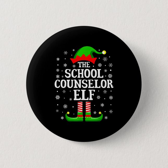 School Counselor Elf Funny Christmas Family Matchi Button (Vorderseite)