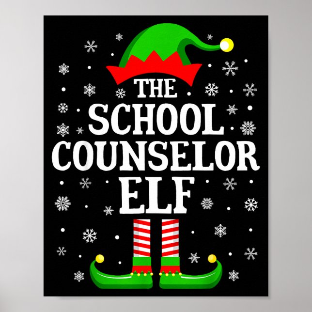 School Counselor Elf Funny Christmas Family Matchi Poster (Vorne)