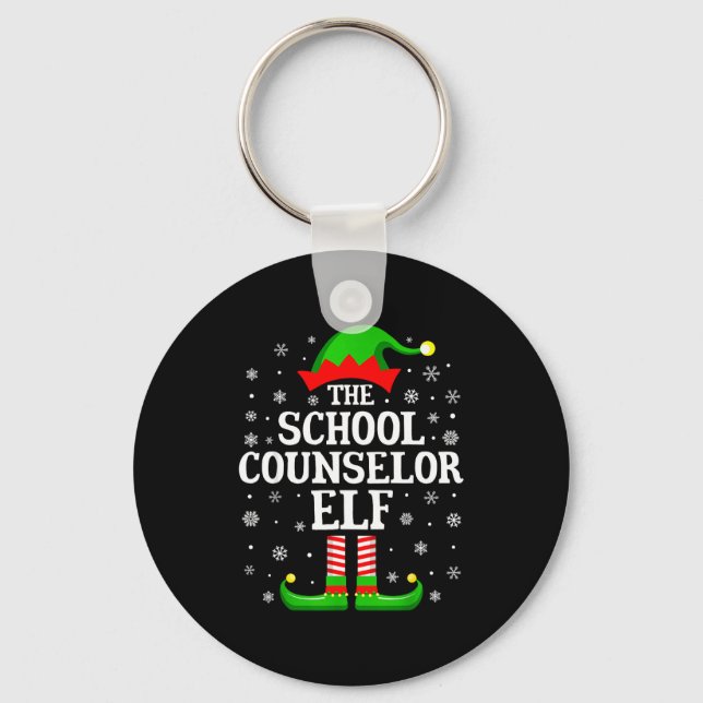 School Counselor Elf Funny Christmas Family Matchi Schlüsselanhänger (Vorderseite)