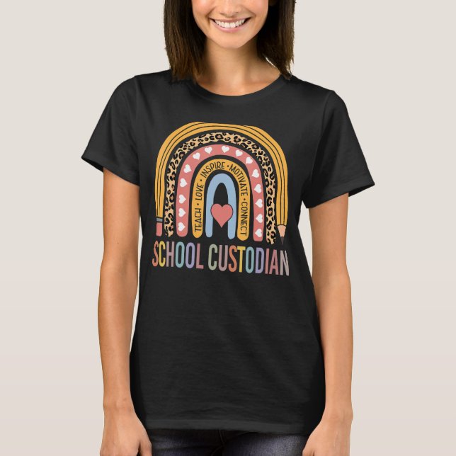 School Custodian 100th Day Of School Cleaner T-Shirt (Vorderseite)