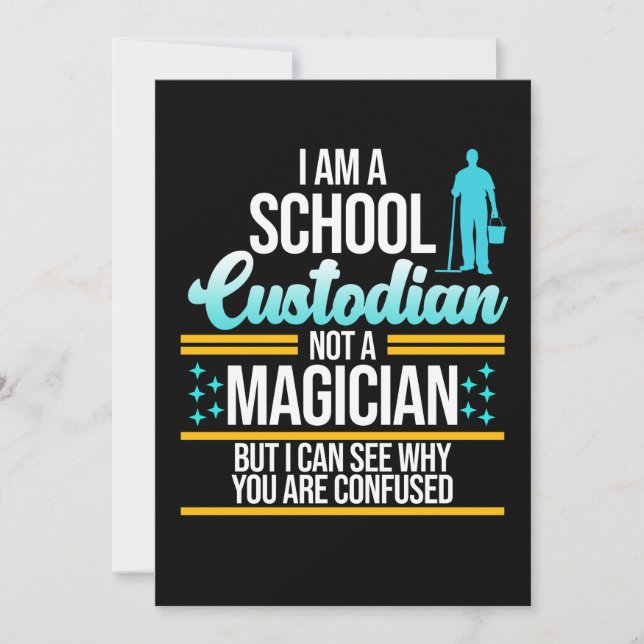 School Custodian Magician Caretaker Janitor Graphi Einladung (Vorderseite)