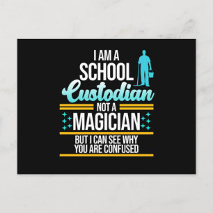School Custodian Magician Caretaker Janitor Graphi Postkarte
