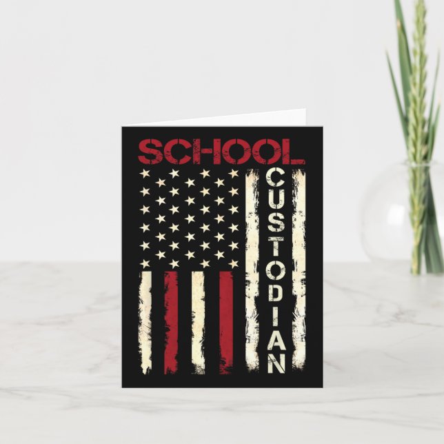 School Custodian US American Flag Apprecision Bac Karte (Vorderseite)