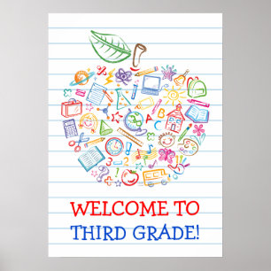 School Doodles Lehrer Apple Poster