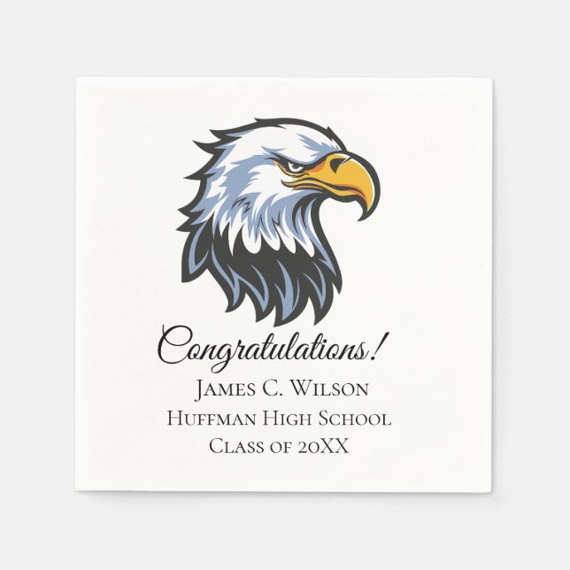 School Eagle Personalized Graduation Napkins Serviette (Vorderseite)