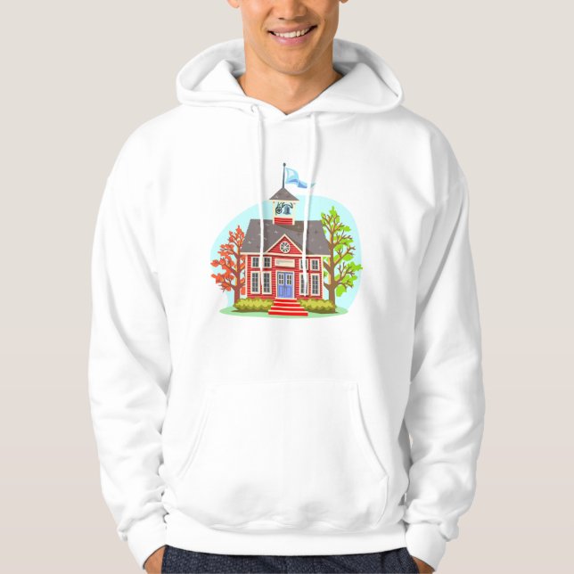 School Gebäude Mens Hoodie (Vorderseite)