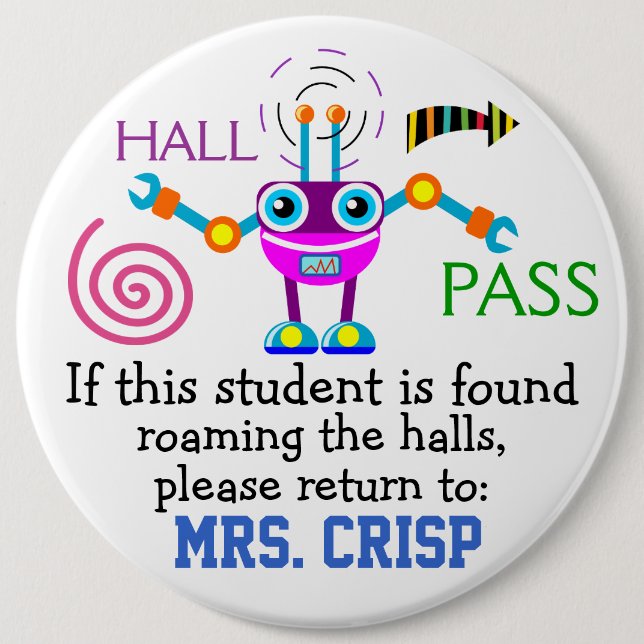 School Hall Pass / Robot - SRF Button (Vorderseite)