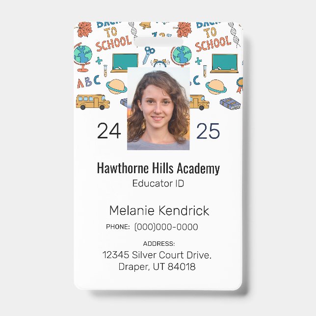 School Icons Homeschool Educator ID Badge Ausweis (Vorderseite)