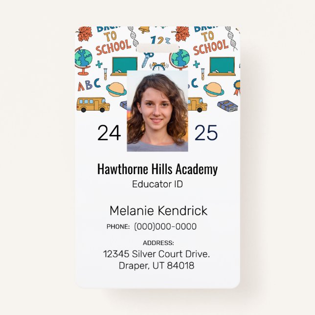 School Icons Homeschool Educator ID Badge Ausweis (Vorderseite)
