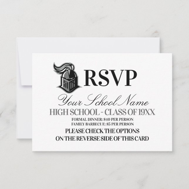 School Mascot Class Wiedersehen RSVP Karte (Vorderseite)