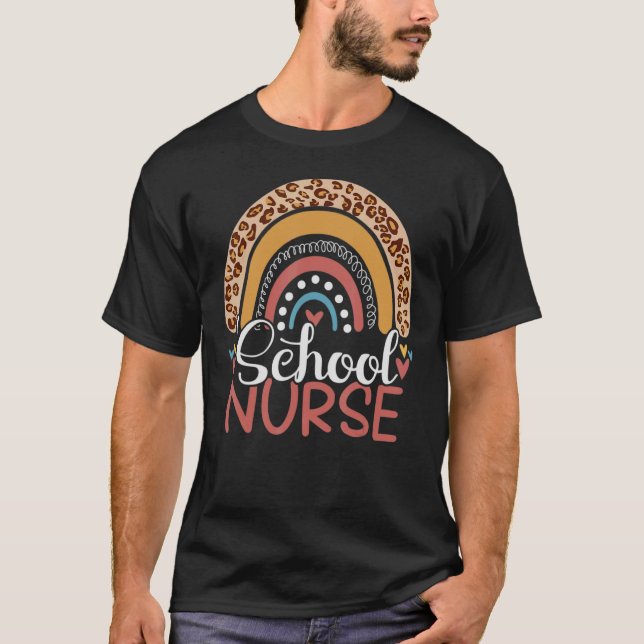 School Nurse Boho Rainbow Leopard Nurse Week 2022 T-Shirt (Vorderseite)