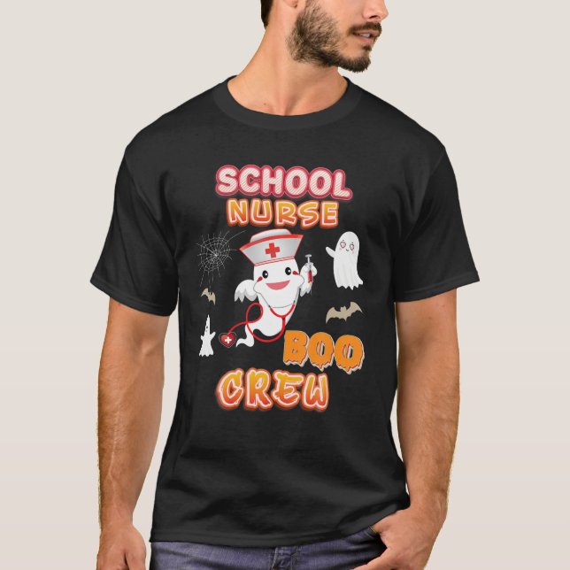 School Nurse Boo Crew Halloween Ghost Hexki Pumpki T-Shirt (Vorderseite)