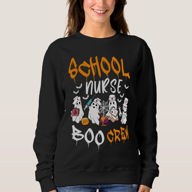 School Nurse Boo Crew Halloween School Nurse Costu Sweatshirt (Vorderseite)