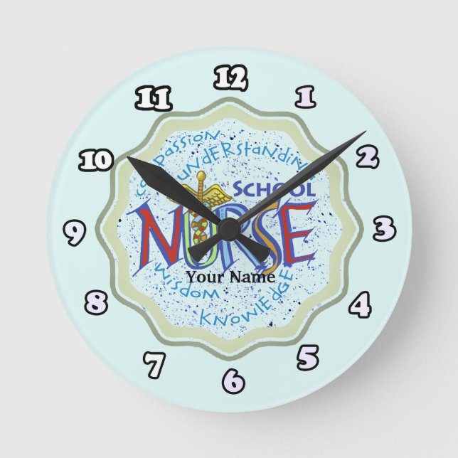 School Nurse Motto Runde Wanduhr (Vorderseite)