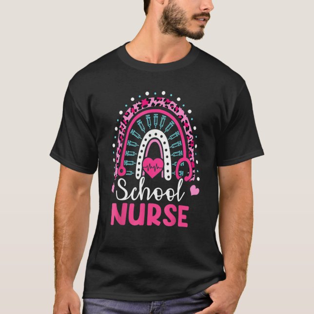 School Nurse Rainbow Happy 100th Day Nursing 100 D T-Shirt (Vorderseite)