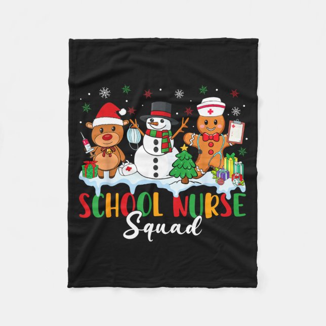 School Nurse Squad Reindeer Snowman Gingerbread Ch Fleecedecke (Vorderseite)